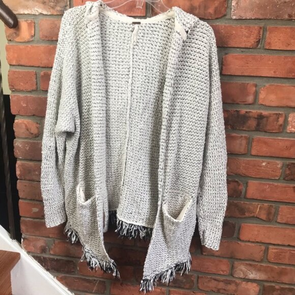 Free People Love Me Tender Hood Fringe Oversized Boho Cardigan Sweater Open Knit - Picture 3 of 16